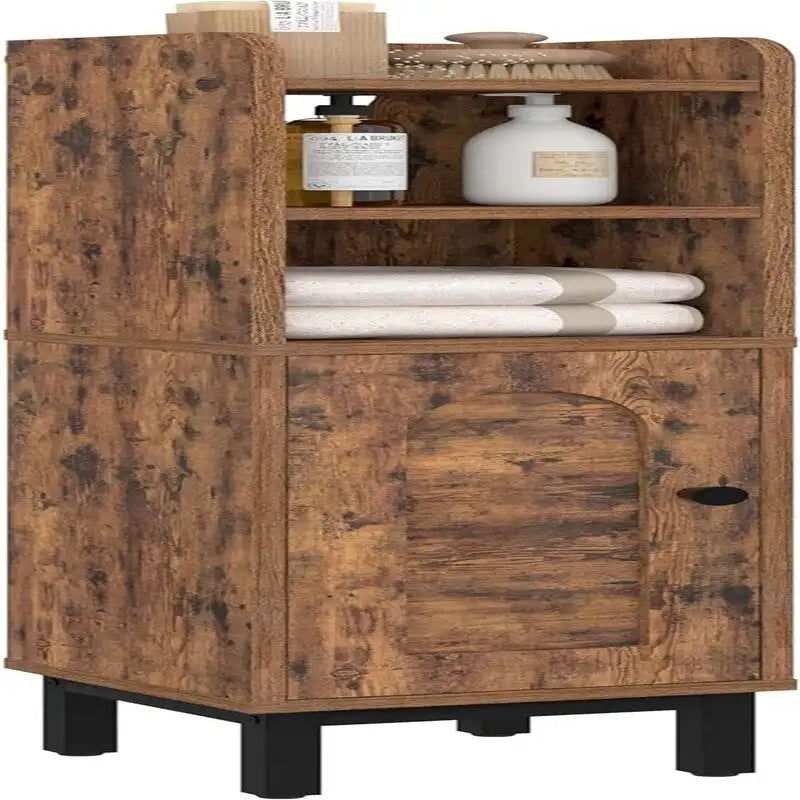 Meuble de Rangement Salle de Bain Petit Meuble d'Angle au Sol avec Porte et Étagères - 20 P x 20 L x 83 H cm