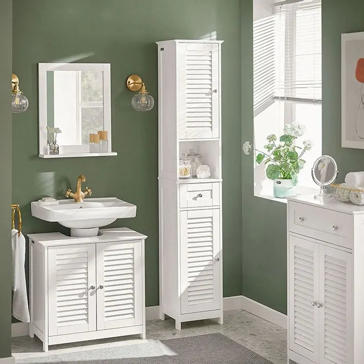 Haotian FRG236-W, Meuble Colonne de Salle de Bain avec Étagères