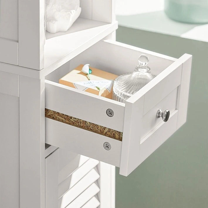 Haotian FRG236-W, Meuble Colonne de Salle de Bain avec Étagères