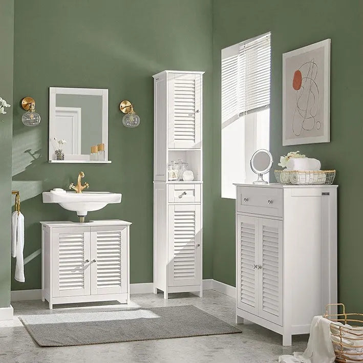 Haotian FRG236-W, Meuble Colonne de Salle de Bain avec Étagères