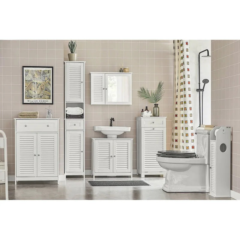 Haotian FRG236-W, Meuble Colonne de Salle de Bain avec Étagères