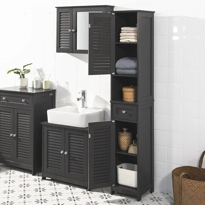 Haotian FRG236-W, Meuble Colonne de Salle de Bain avec Étagères