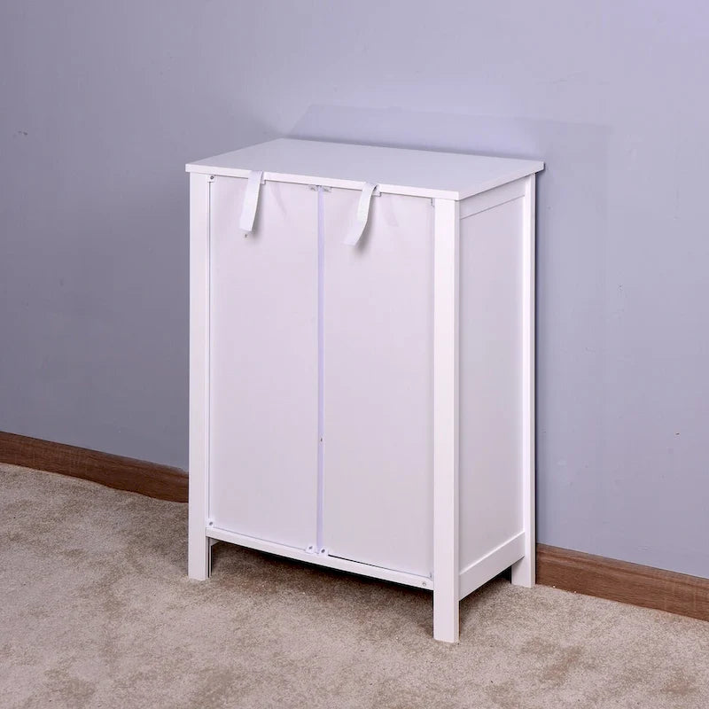 Meuble de rangement de salle de bain avec porte double et étagère réglable, Blanc