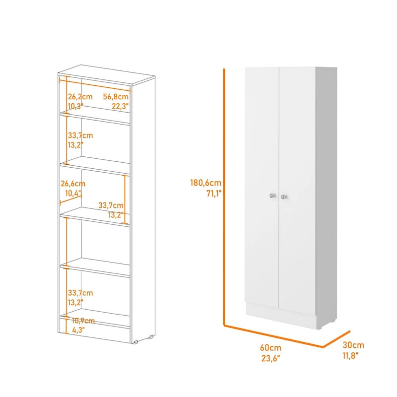 Armoire à linge sur pied avec 5 étagères L 60 cm x H 180,5 cm