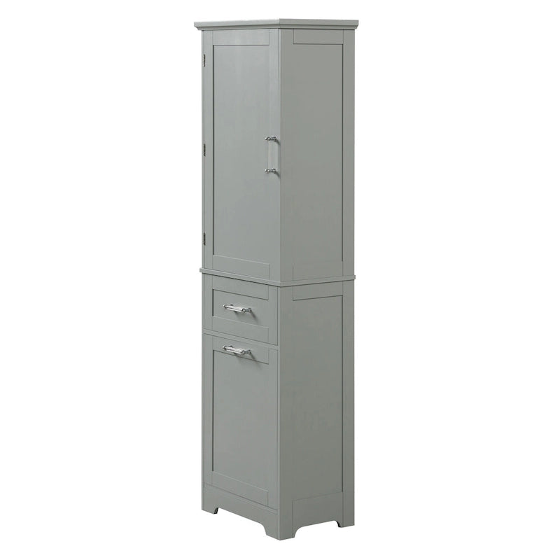 L. 33 cm x P. 50,8 cm x H. 172,9 cm Meuble de rangement pour linge avec deux tiroirs de tailles différentes et une étagère réglable