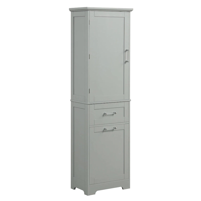 L. 33 cm x P. 50,8 cm x H. 172,9 cm Meuble de rangement pour linge avec deux tiroirs de tailles différentes et une étagère réglable
