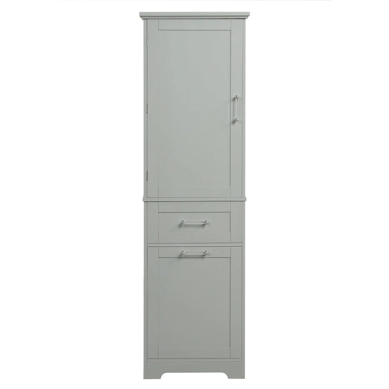 L. 33 cm x P. 50,8 cm x H. 172,9 cm Meuble de rangement pour linge avec deux tiroirs de tailles différentes et une étagère réglable