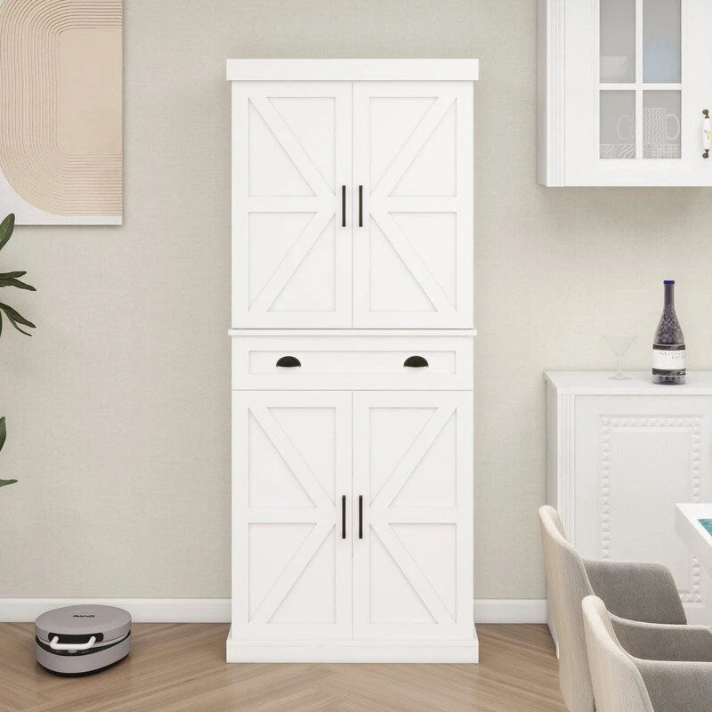 Armoire de rangement de cuisine de 71 pouces avec 4 portes, 1 tiroir, 2 étagères réglables