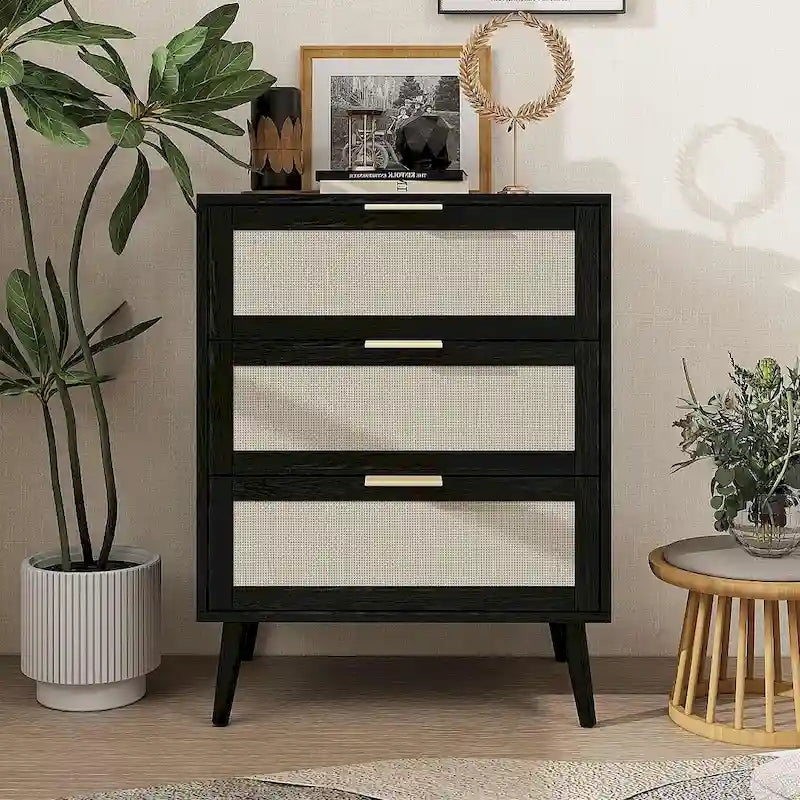 Table de chevet avec 3 tiroirs pour chambre et salon - N/A