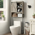 Meuble de rangement pour toilettes, Organisateur de salle de bain avec porte coulissante type "grange" et étagères réglables, Étagère de rangement - Voir image
