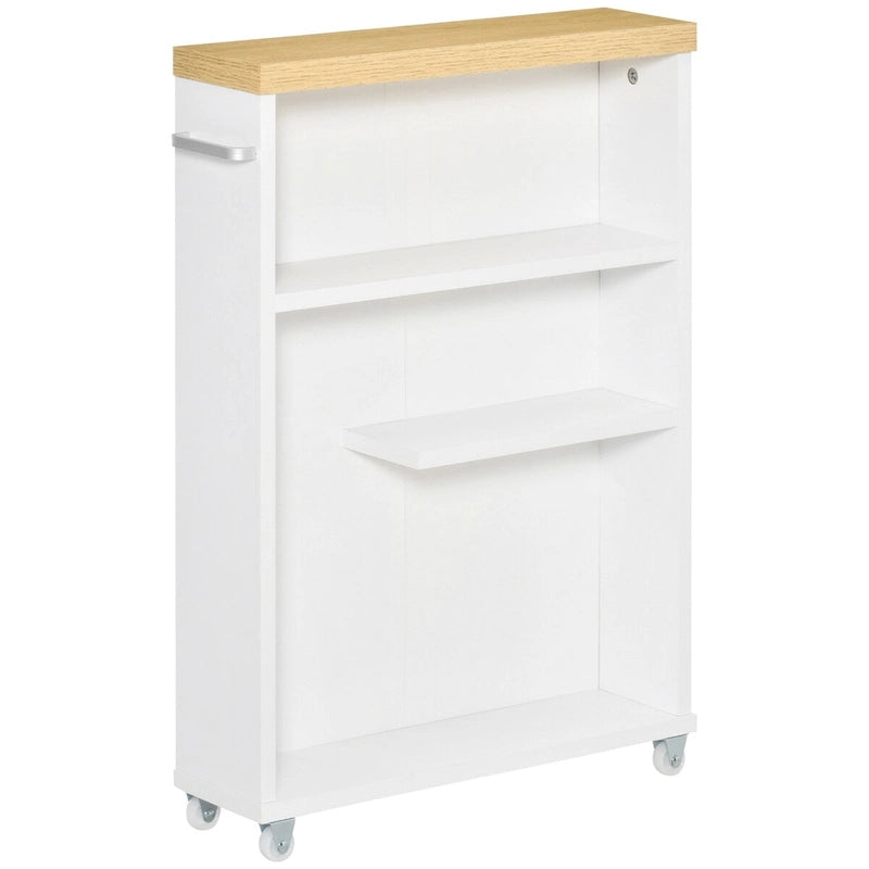 Meuble de salle de bain fin avec roulettes, organisateur de rangement pour chambre, salon, blanc