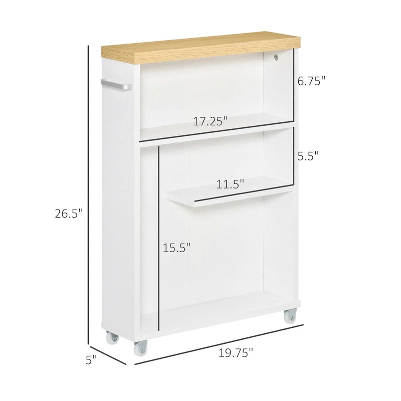 Meuble de salle de bain fin avec roulettes, organisateur de rangement pour chambre, salon, blanc