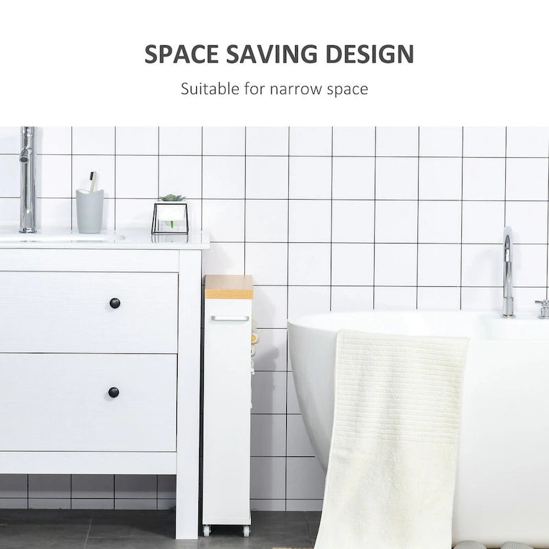 Meuble de salle de bain fin avec roulettes, organisateur de rangement pour chambre, salon, blanc