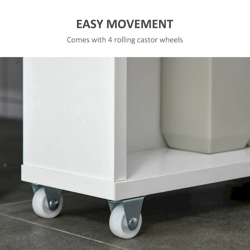 Meuble de salle de bain fin avec roulettes, organisateur de rangement pour chambre, salon, blanc
