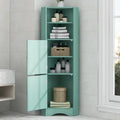 Meuble d'angle de salle de bain haut, armoire de rangement autoportante avec portes et étagères réglables, panneau MDF, vert