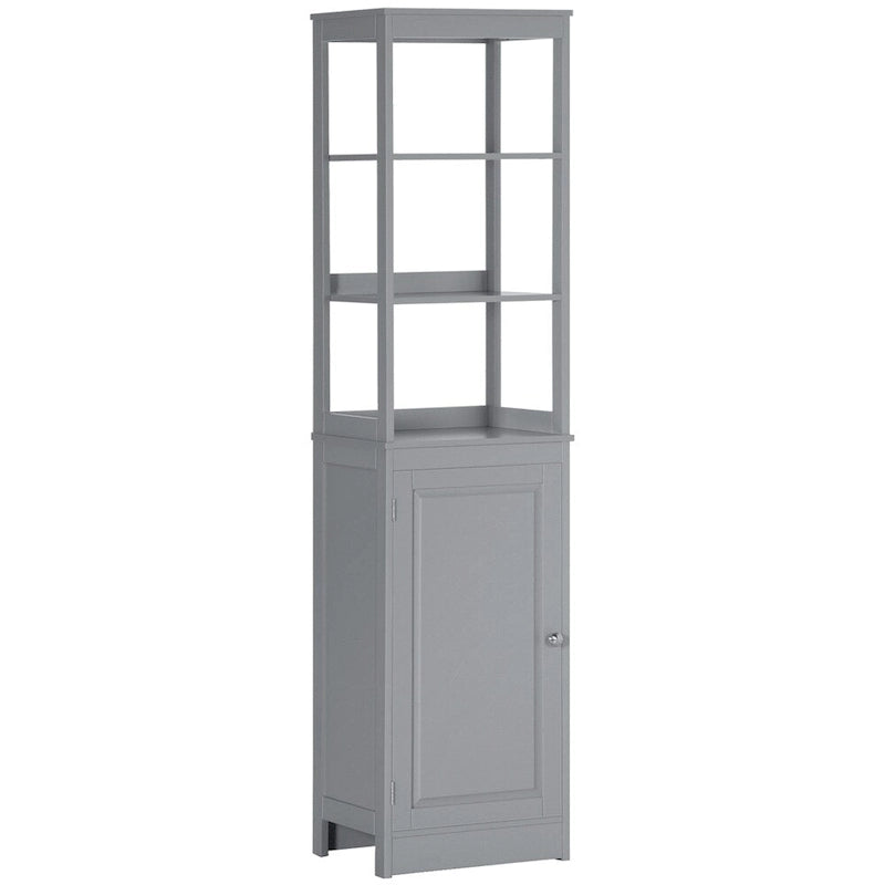 Meuble de rangement haut de salle de bain autoportant avec étagère ouverte et porte