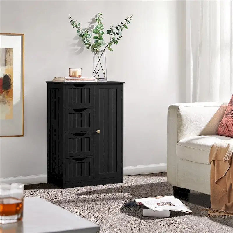 Yaheetech Armoire de Rangement Salle de Bain 4 Étages Meuble Etagère sur Pied en Bois pour Cuisine - N/A