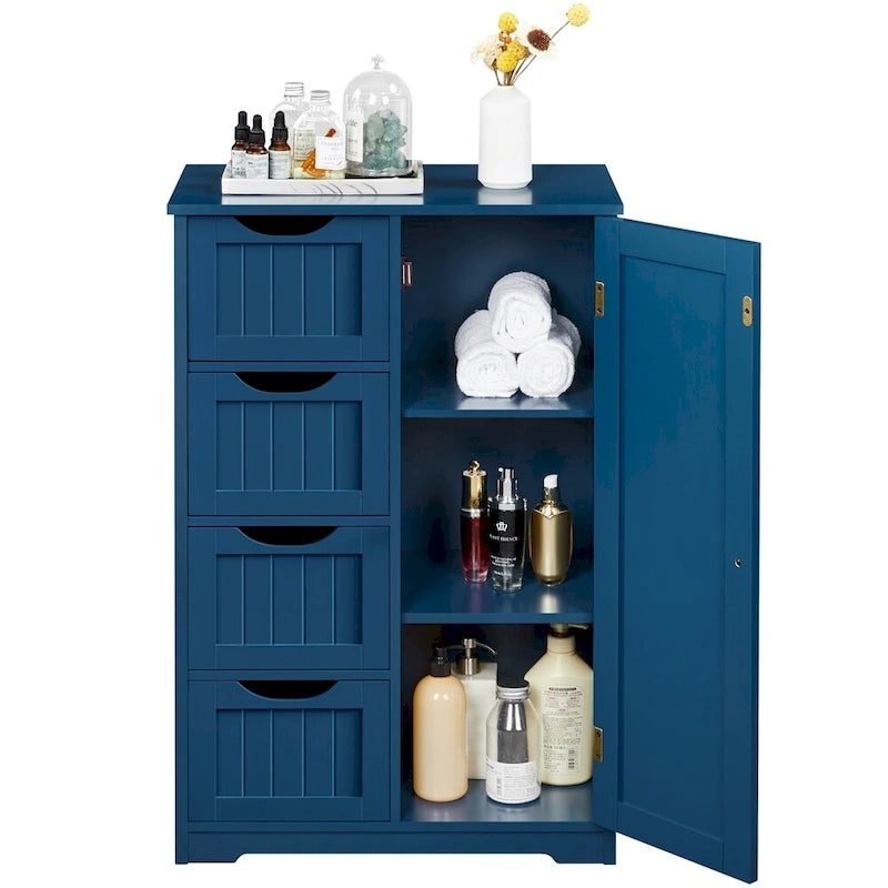 Yaheetech Armoire de Rangement Salle de Bain 4 Étages Meuble Etagère sur Pied en Bois pour Cuisine - N/A