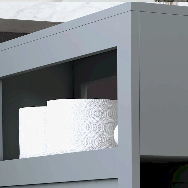 Meuble de rangement de salle de bain HOMCOM gris, autoportant, peu encombrant, étroit, avec support de papier toilette et tiroirs