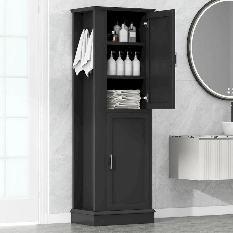 Meuble de salle de bain haut avec crochet et étagère réglable