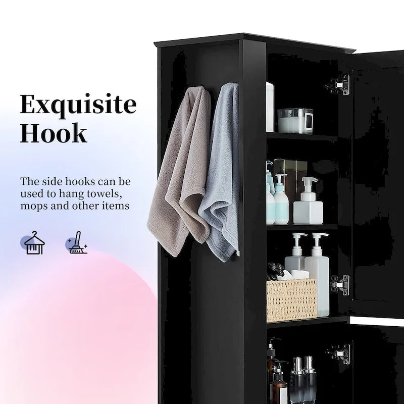 Meuble de salle de bain haut avec crochet et étagère réglable