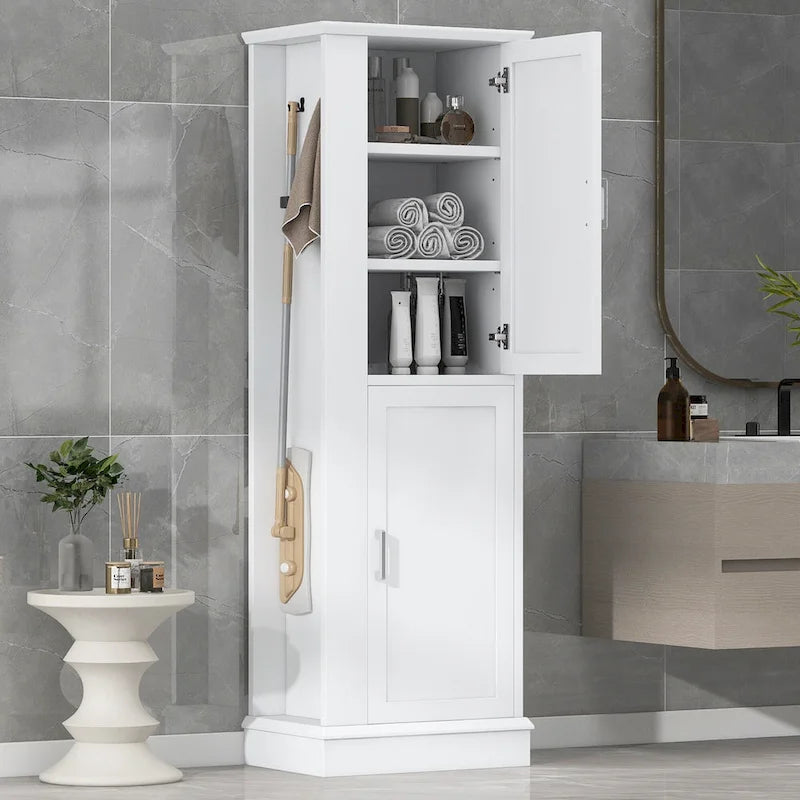 Meuble de salle de bain haut avec crochet et étagère réglable