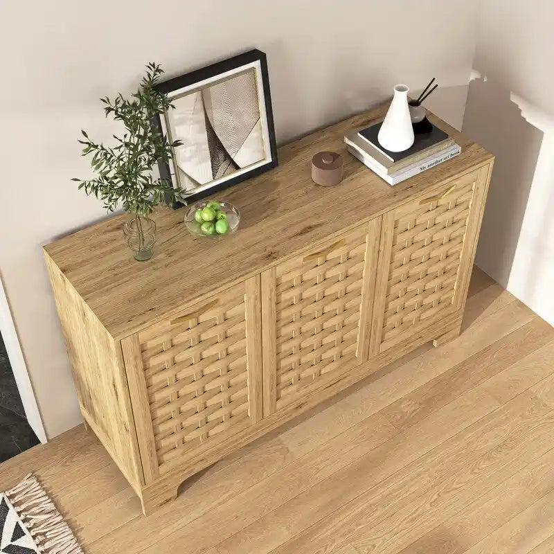 Meuble de Rangement Bar à Café Ferme Buffet avec Étagère Réglable pour Cuisine, Salle de Bain, Entrée - 3 Portes