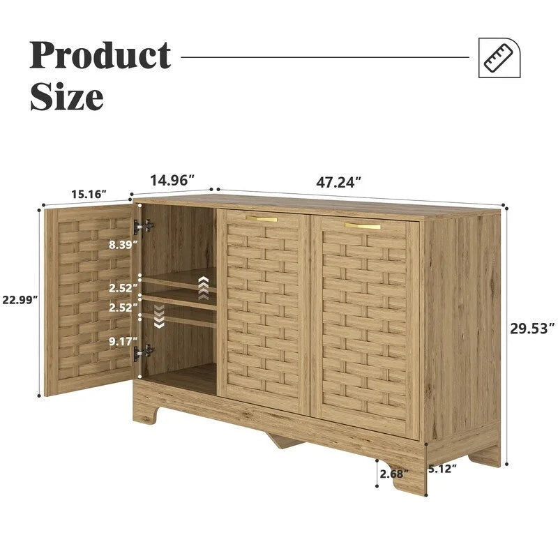 Meuble de Rangement Bar à Café Ferme Buffet avec Étagère Réglable pour Cuisine, Salle de Bain, Entrée - 3 Portes