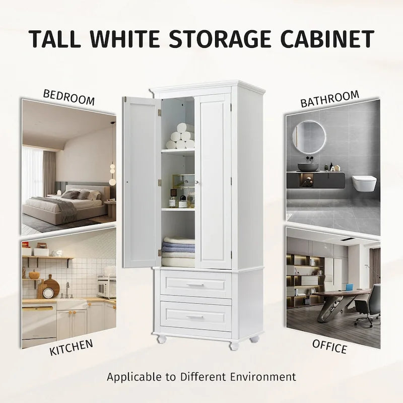 Meuble haut de rangement à deux tiroirs pour salle de bain/bureau - 24x62.5
