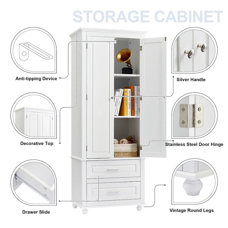 Meuble haut de rangement à deux tiroirs pour salle de bain/bureau - 24x62.5