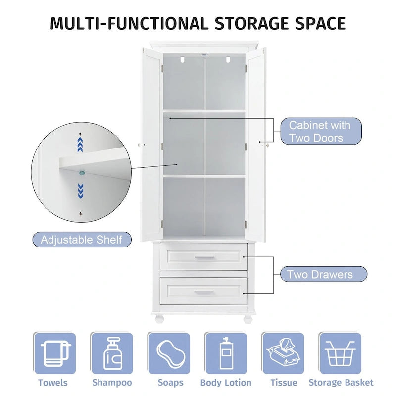 Meuble haut de rangement à deux tiroirs pour salle de bain/bureau - 24x62.5