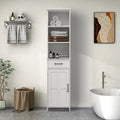 Meuble de salle de bain en bois 65H avec porte simple et étagères