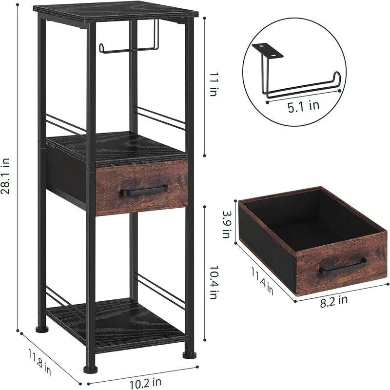 Étagère de rangement de salle de bain compacte à 3 niveaux pour serviettes - 10,2P x 11,8L x 28,1H