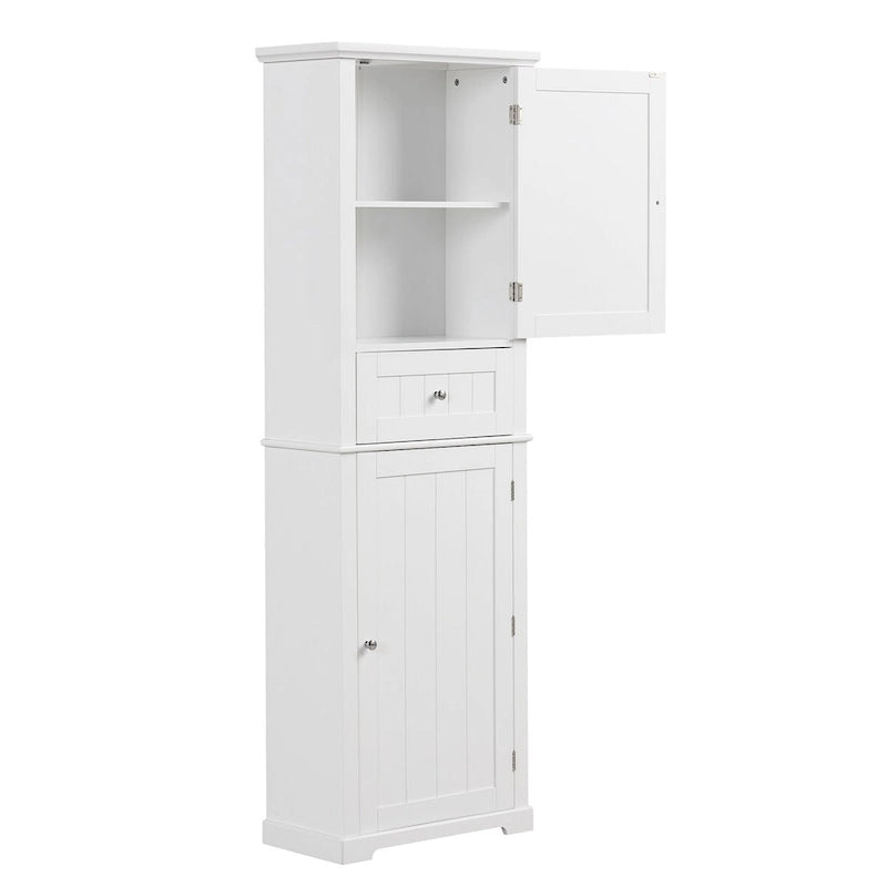 Meuble de rangement autoportant de salle de bain avec tiroir et étagère réglable