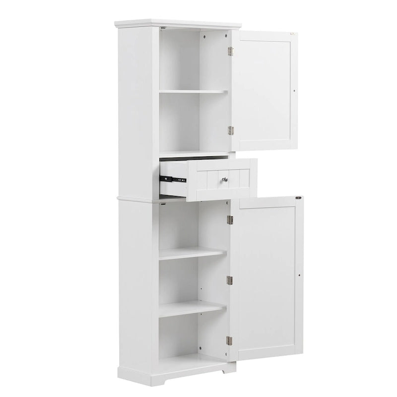 Meuble de rangement autoportant de salle de bain avec tiroir et étagère réglable