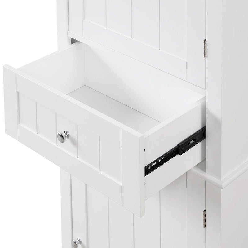 Meuble de rangement autoportant de salle de bain avec tiroir et étagère réglable