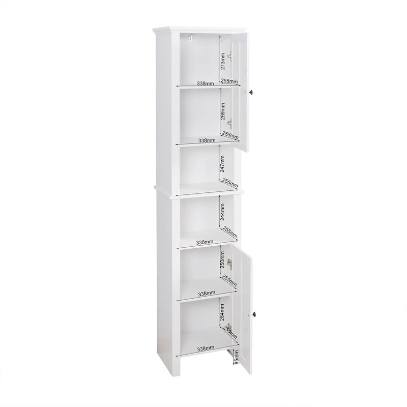 Meuble de rangement en bois pour salle de bain avec 2 portes et étagères