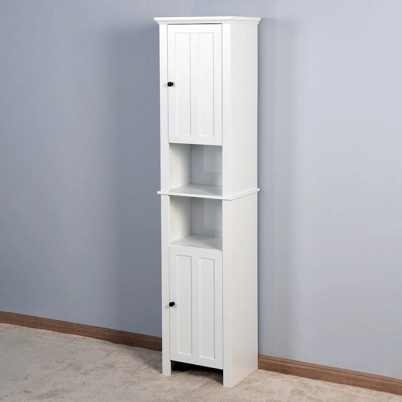Meuble de rangement en bois pour salle de bain avec 2 portes et étagères