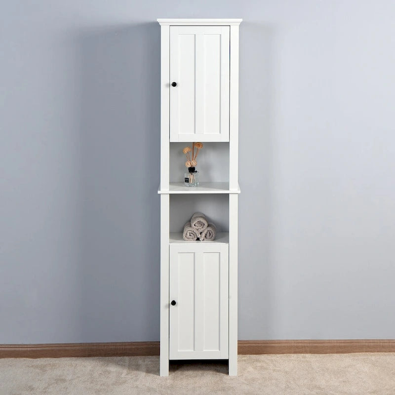 Meuble de rangement en bois pour salle de bain avec 2 portes et étagères