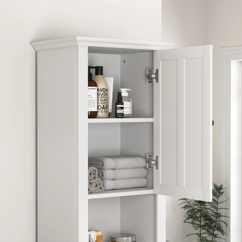 Meuble de rangement en bois pour salle de bain avec 2 portes et étagères