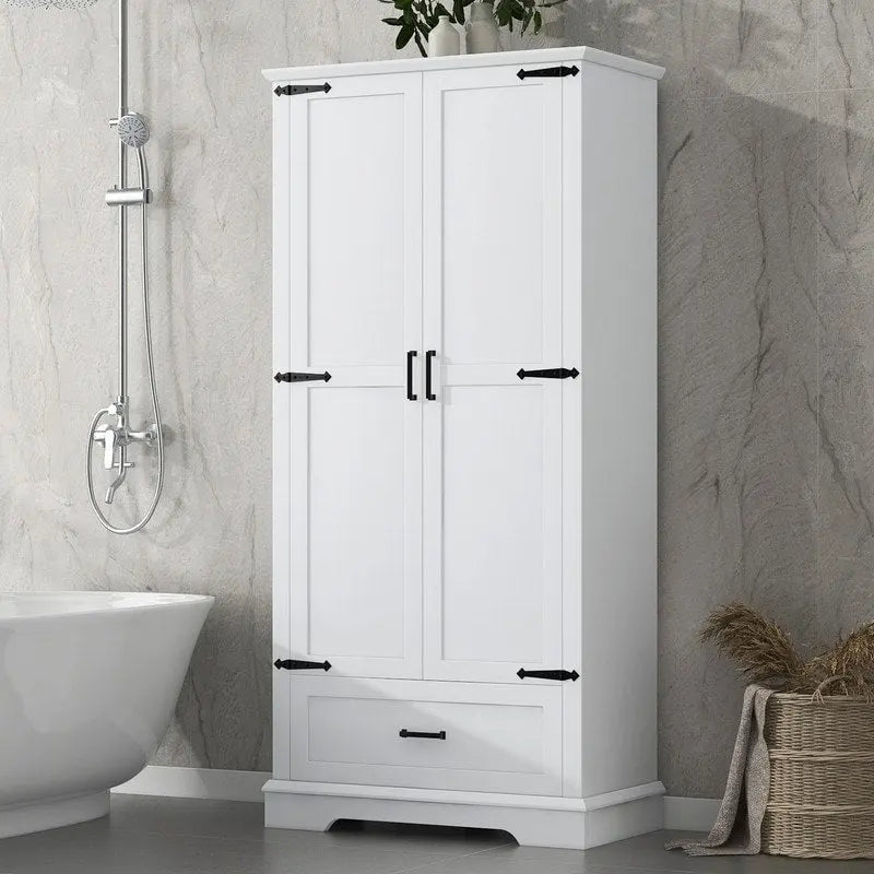 Meuble de salle de bain haut avec 2 portes et 1 tiroir, étagère réglable
