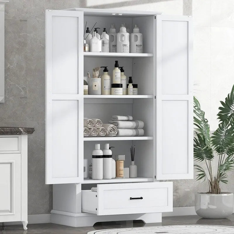 Meuble de salle de bain haut avec 2 portes et 1 tiroir, étagère réglable