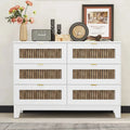 Commode en bois de style rustique/ferme avec 6 tiroirs, Armoire de rangement pour chambre avec poignées en métal