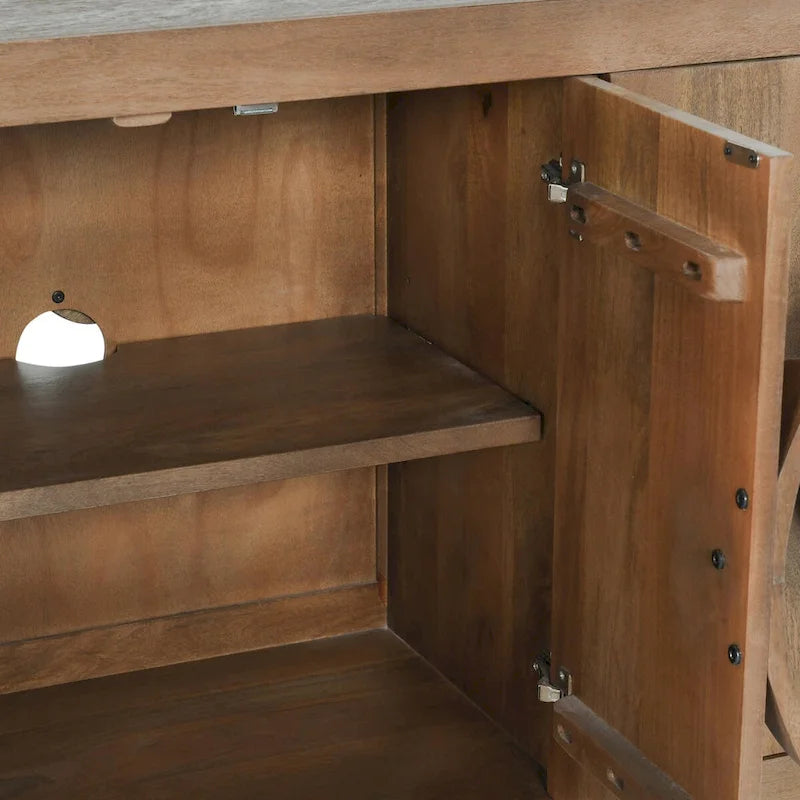 Buffet vaisselier classique 6 portes en bois de manguier naturel Home Vally