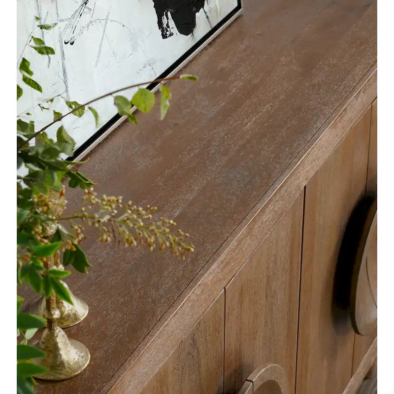 Buffet vaisselier classique 6 portes en bois de manguier naturel Home Vally