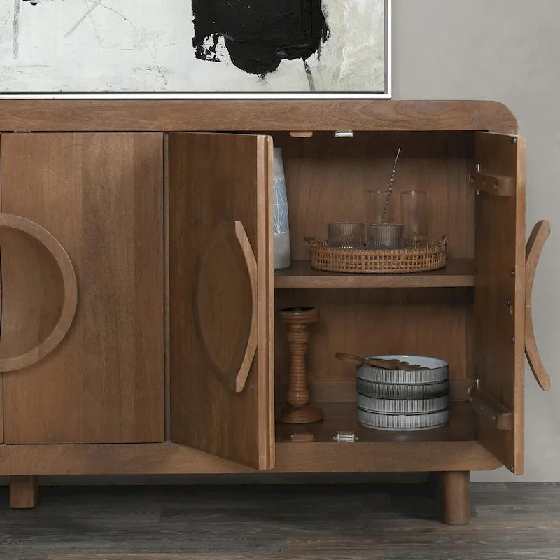Buffet vaisselier classique 6 portes en bois de manguier naturel Home Vally