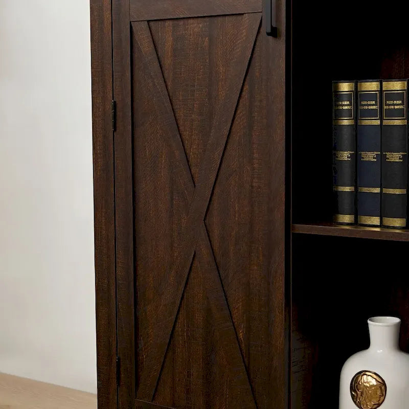Meuble de rangement haut rustique avec porte de grange