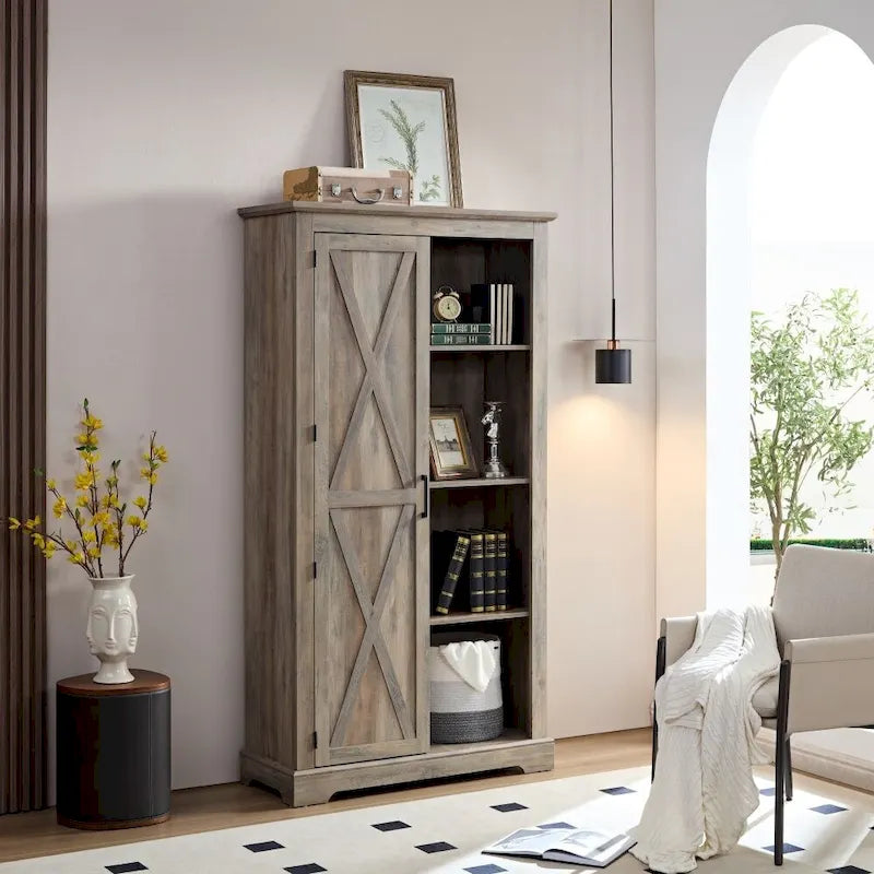Meuble de rangement haut rustique avec porte de grange