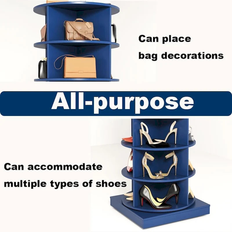 Meuble à chaussures rotatif bleu 360°, 7 couches, pour salon