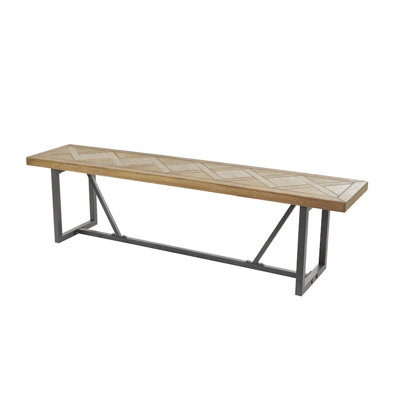 Banc en bois avec base en métal noir – Marron – Décor Roche River